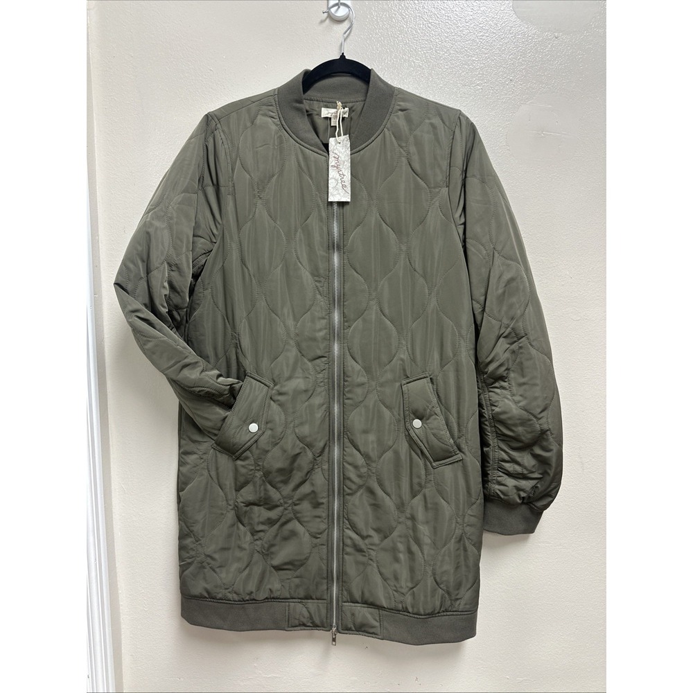 MYSTREE Quilted Midi Jacket-Olive 60268 Women's Size Medium NWT - Picture 1 of 7